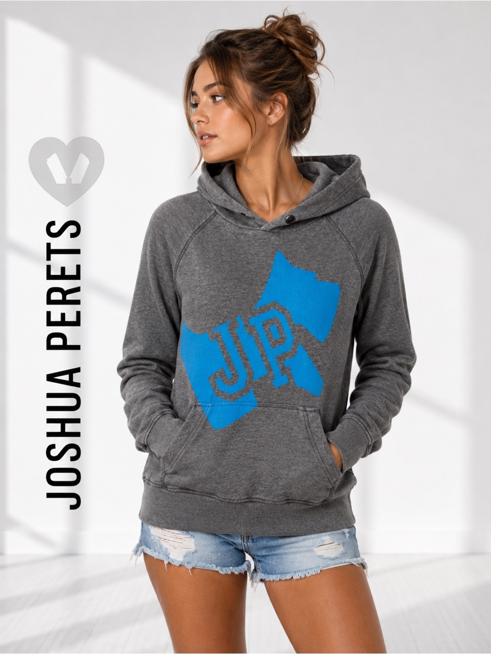 🩶💙 Joshua Perets Graphic Pullover Hoodie | Size Medium